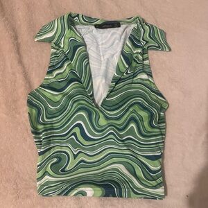 Express Green Swirl Tank Top